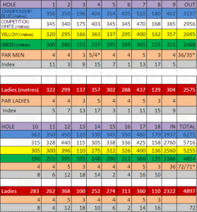 Bearna golf club scorecard with par and yardage