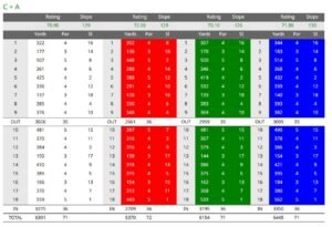 Black Bush golf club scorecard with par and yardage