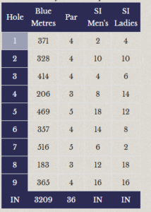 Dun Lagohaire golf club Upper Course scorecard with par and yardage