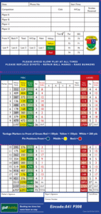 Hollywood Lakes golf club scorecard with par and yardage
