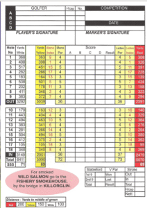 Maine Valley golf club scorecard with par and yardage