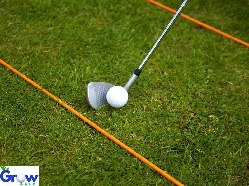 Golf alignment sticks used at the driving range