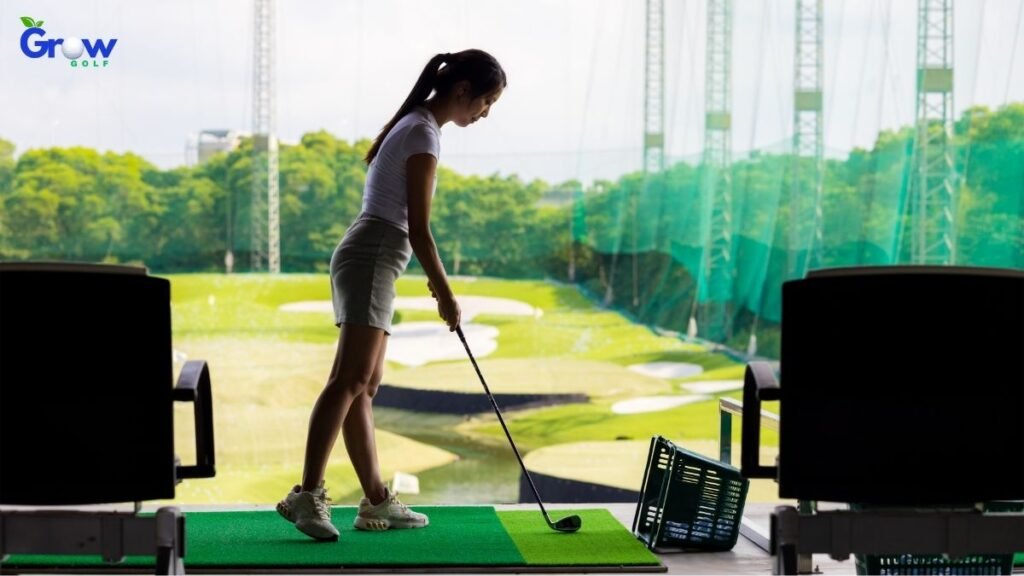 Player practising at the driving range