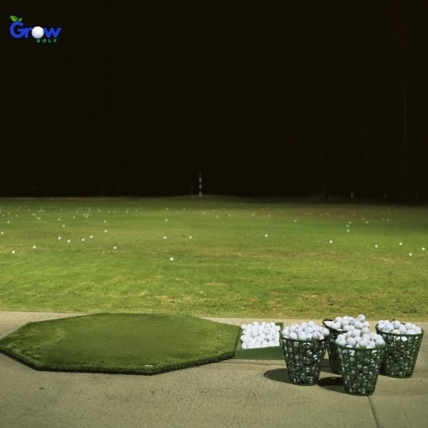 Driving range with excessive golf balls and inefficient practice