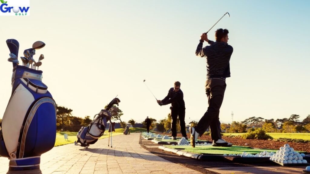 Golfer practicing efficiently and effectively at the driving range
