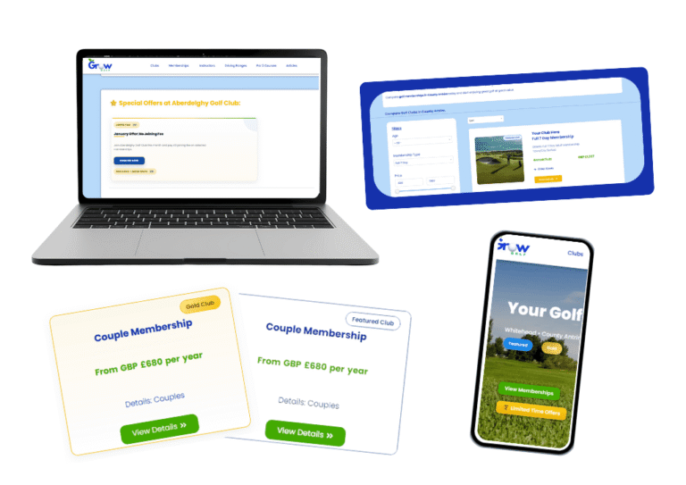 Examples Promotions for golf clubs on Grow Golf