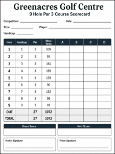Greenacres Lislea Par 3 Scorecard